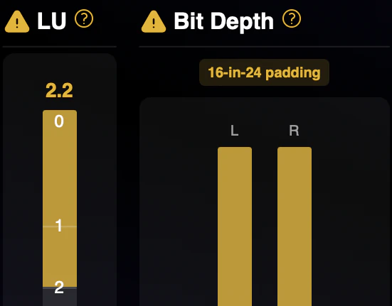 AMIE Bit Depth panel reading 16-in-24 padding