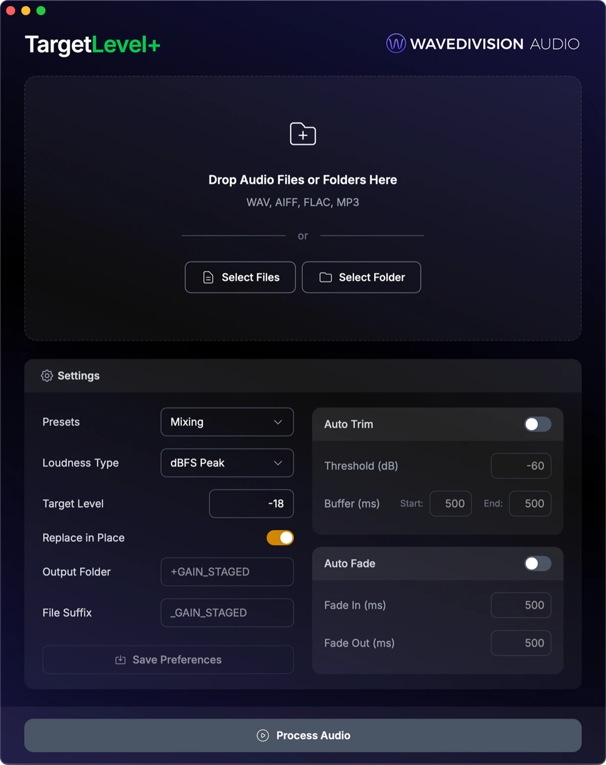 TargetLevel+ gain staging interface